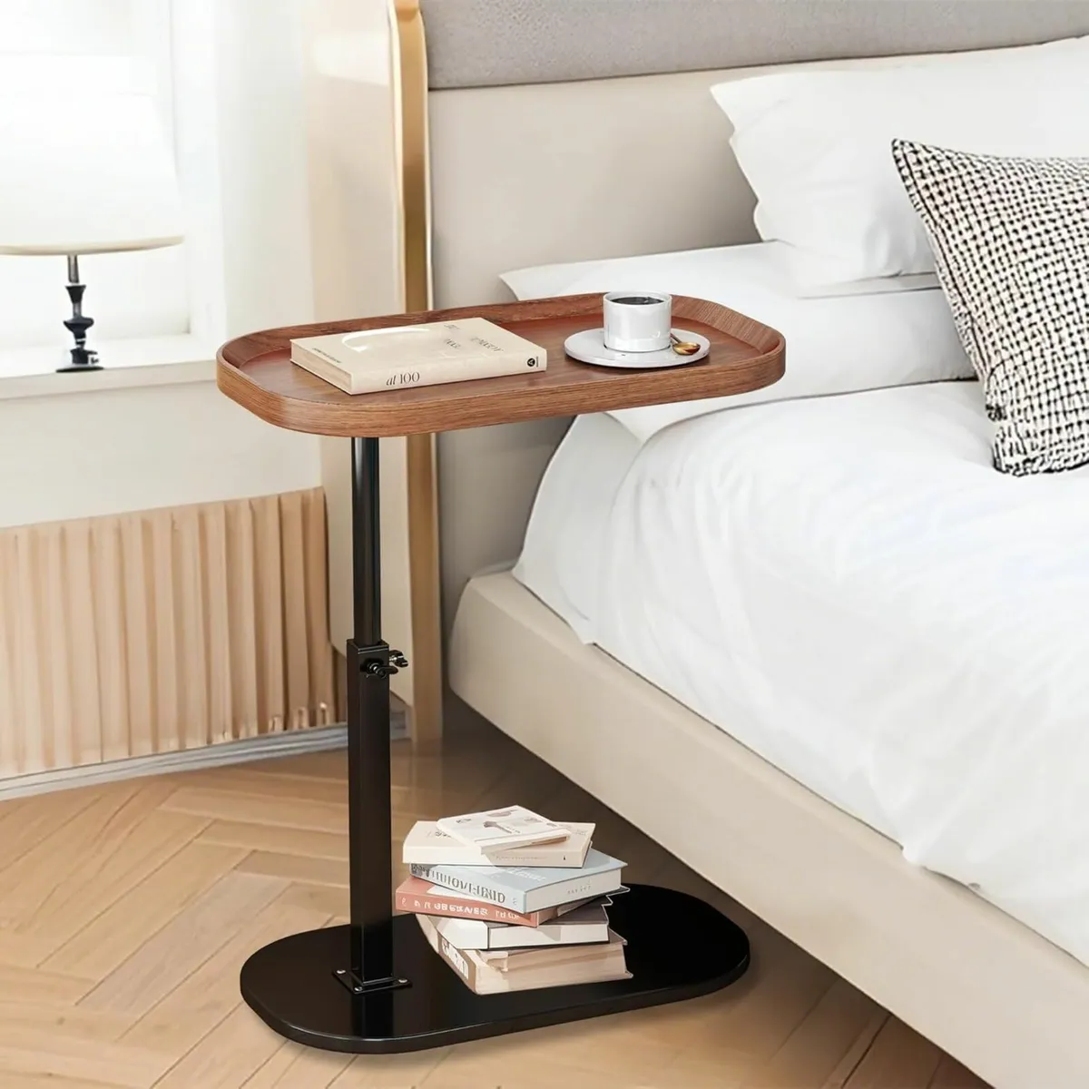 Adjustable Height C Shaped Side Table Lift up - Image 4