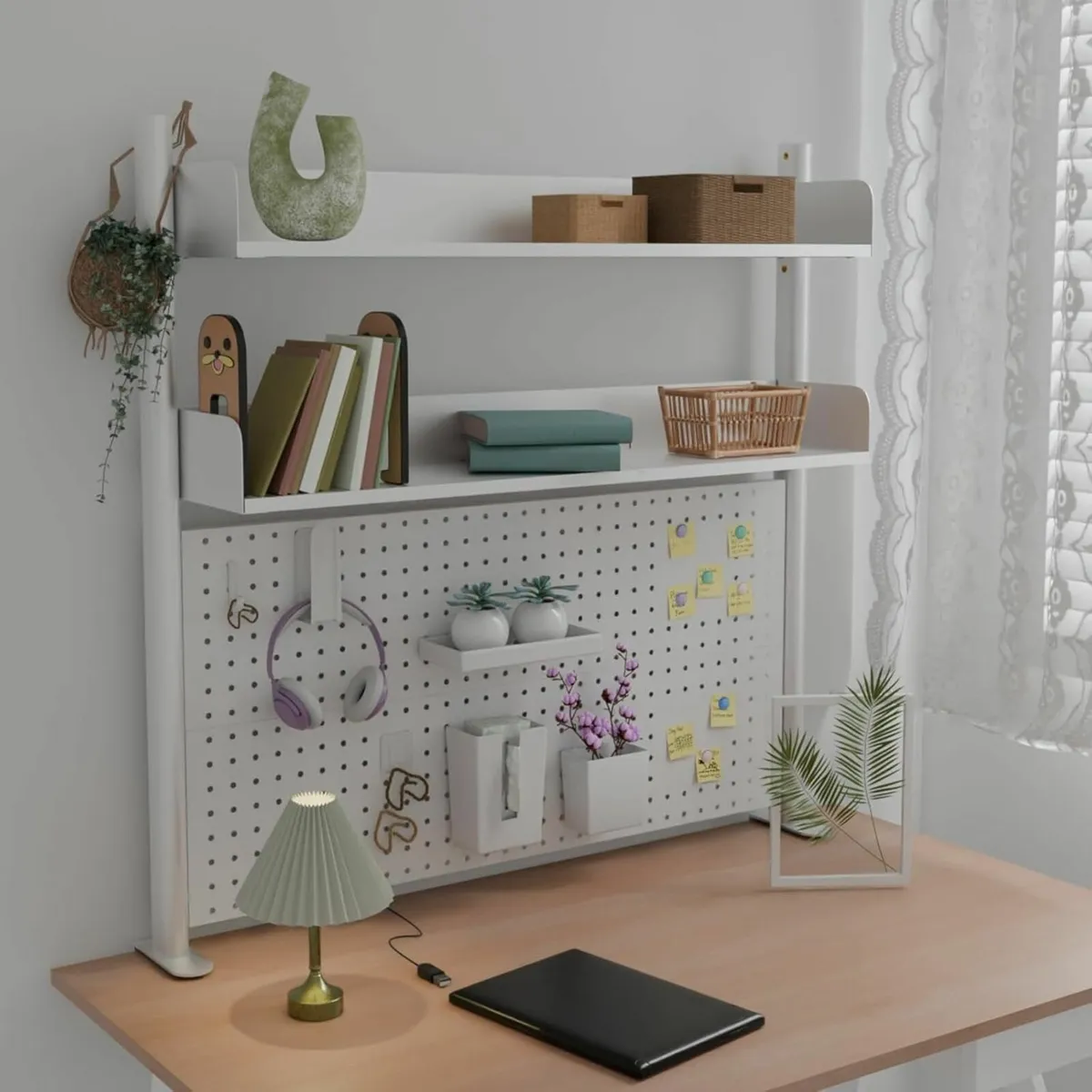 Clamp-on 2-Tier Desk Shelf White 100CM Desktop - Image 2