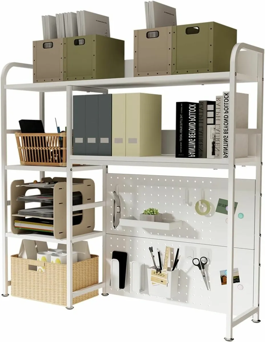 2-Tier Desk Shelf with storage rack White 95CM - Image 1