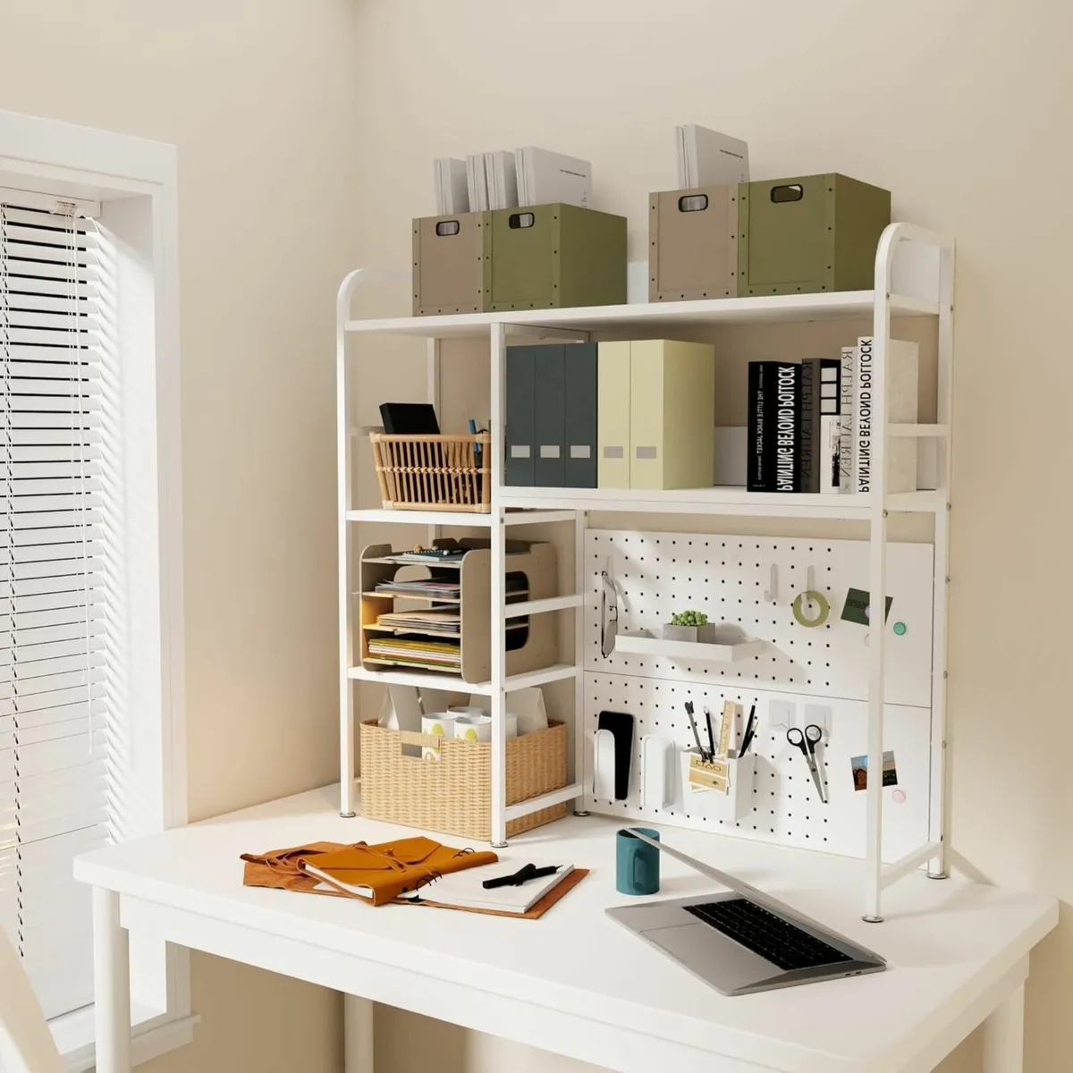 2-Tier Desk Shelf with storage rack White 95CM - Image 2