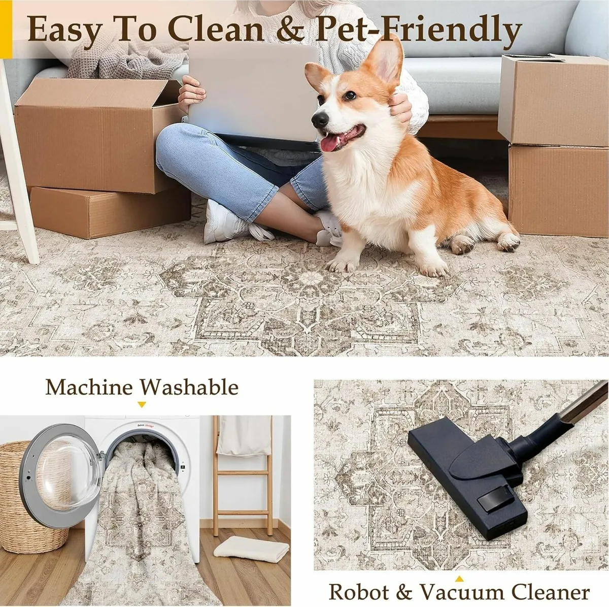 Vintage Rugs Living Room Area Rug 160x230cm - Image 3