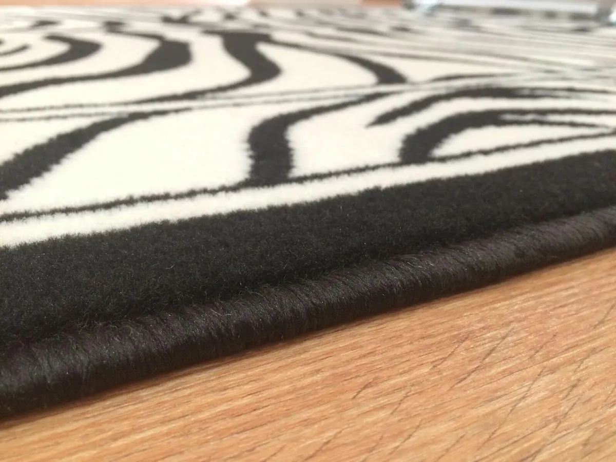 Safari Animal Black White Zebra Stripe Print Rug - Image 3