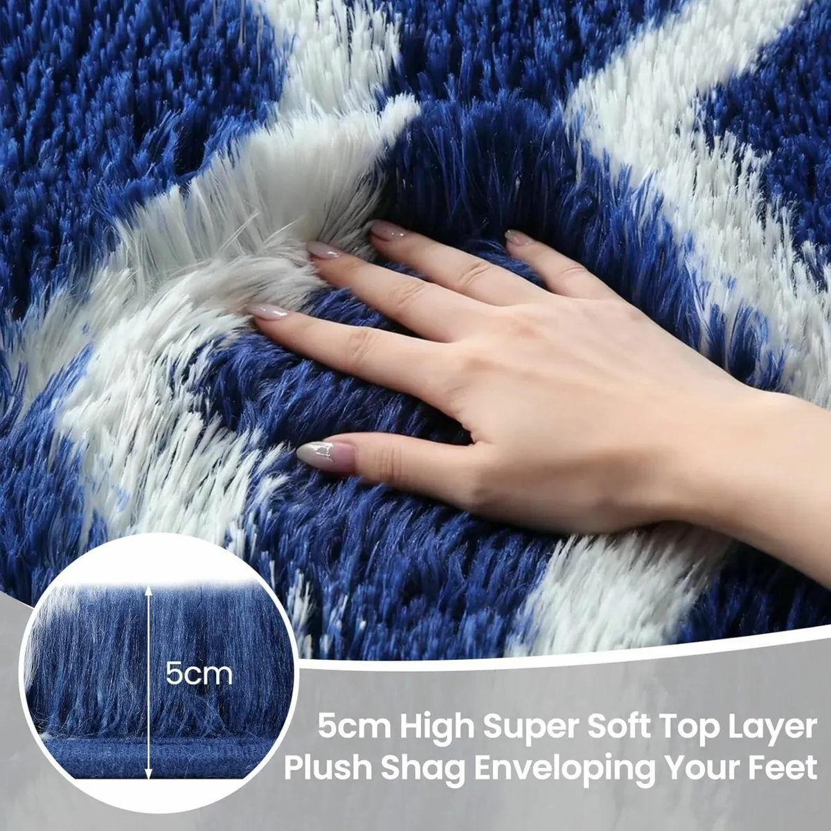 Rugs Living Room 200x300cm Blue and White Striped - Image 3