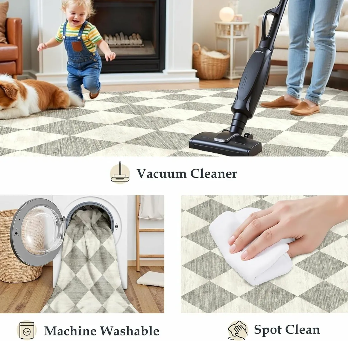 Rugs Living Room Area Rug 160x230cm Grey Bedroom - Image 4