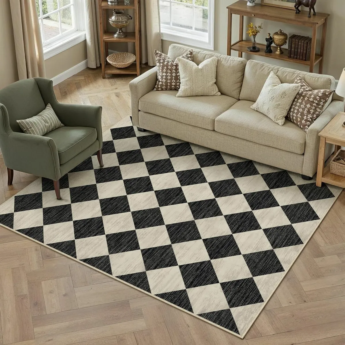 Rugs Living Room Area Rug 160x230cm Black Bedroom - Image 1