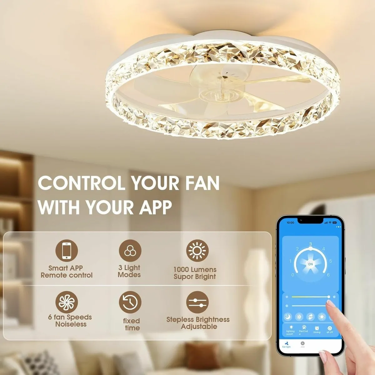 50CM LED Ceiling Fan with Lights and APP Remote - Image 3