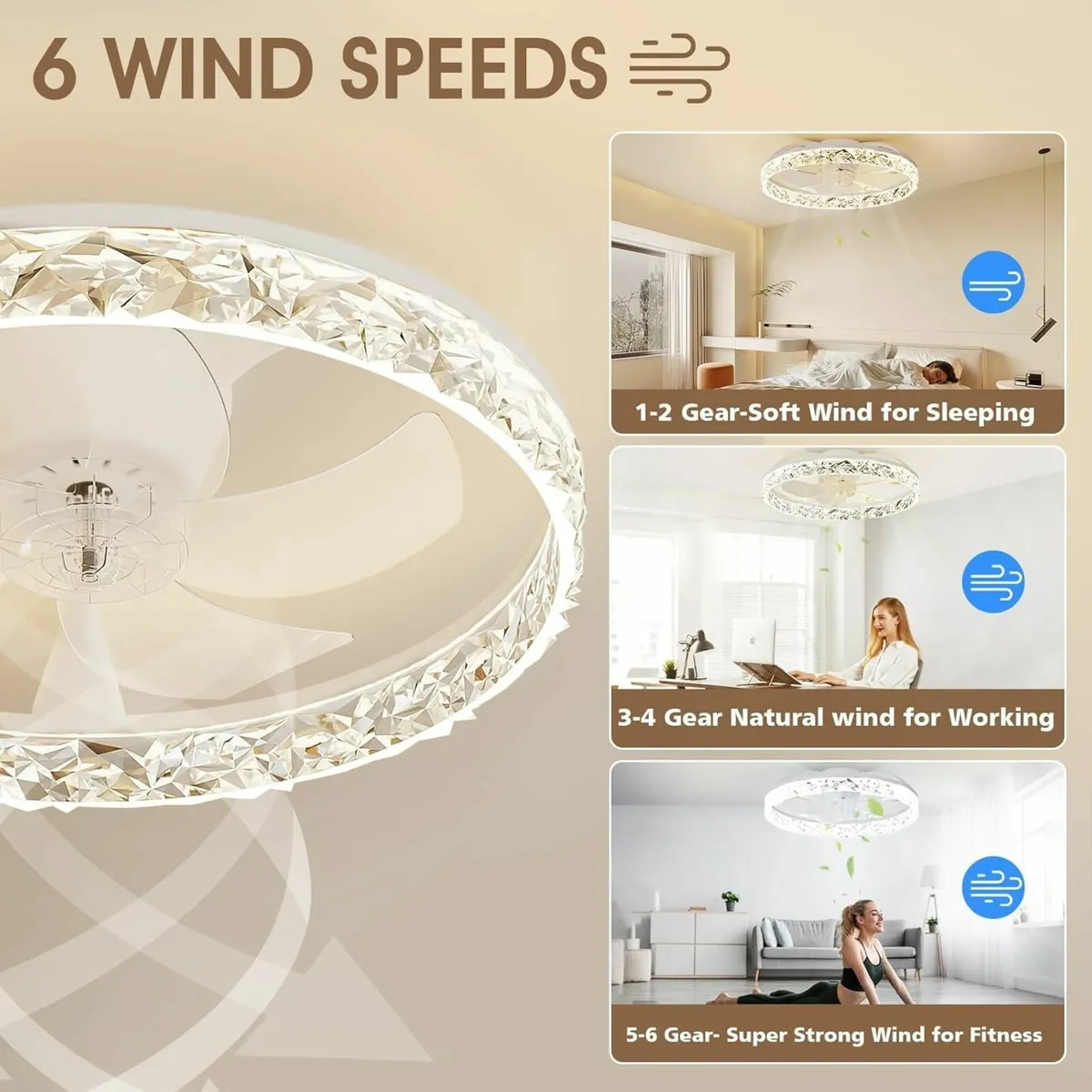 50CM LED Ceiling Fan with Lights and APP Remote - Image 4