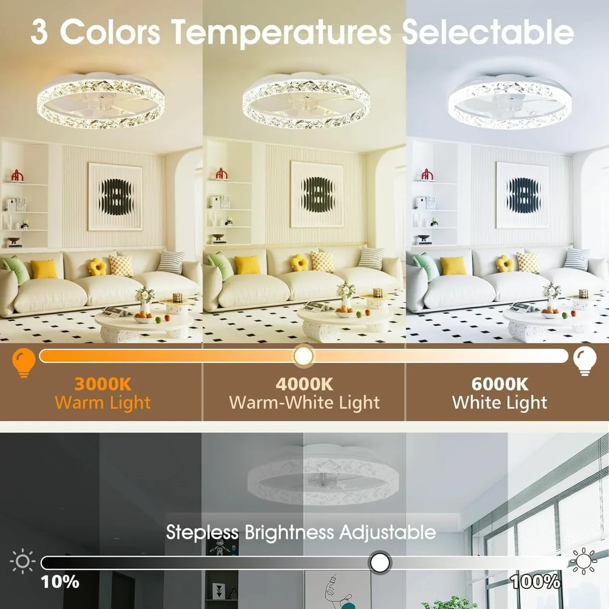 50CM LED Ceiling Fan with Lights and APP Remote - Image 2