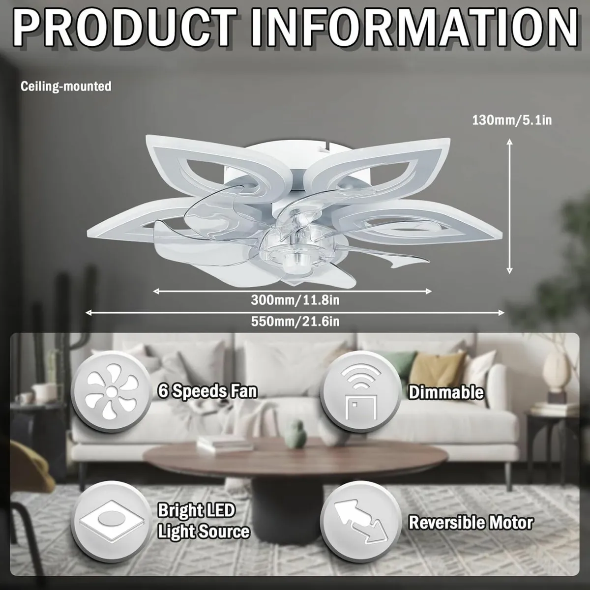 Modern Ceiling Fans with Lights 55 cm Dimmable - Image 4