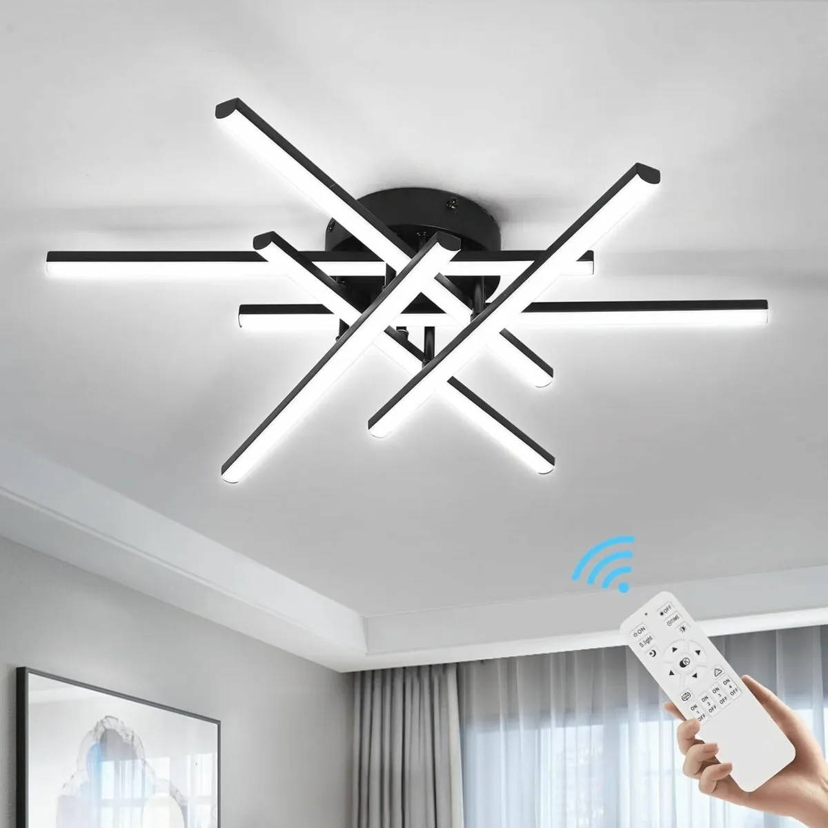 Modern Ceiling Light LED 55cm Black Dimmable - Image 1