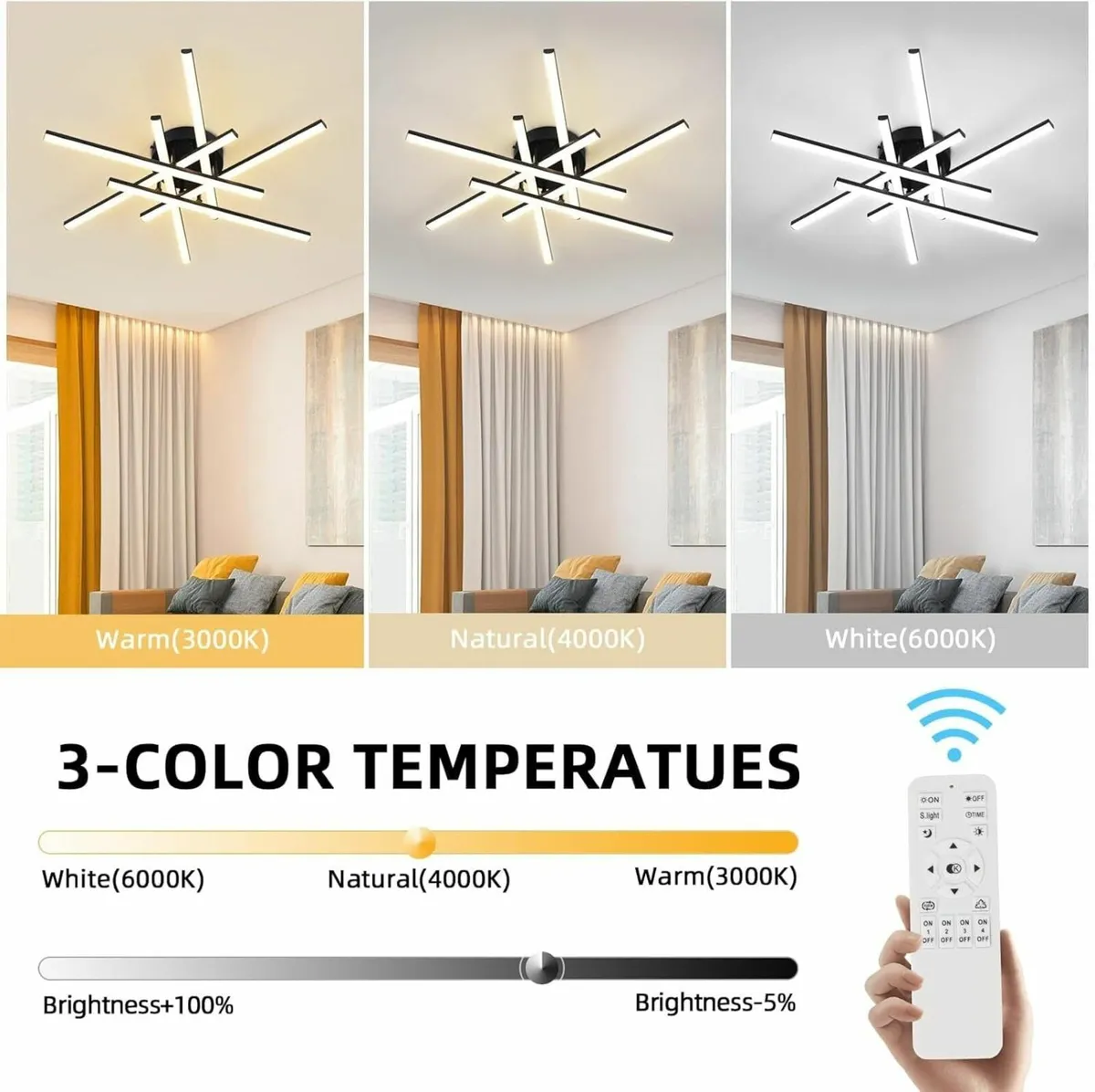 Modern Ceiling Light LED 55cm Black Dimmable - Image 2