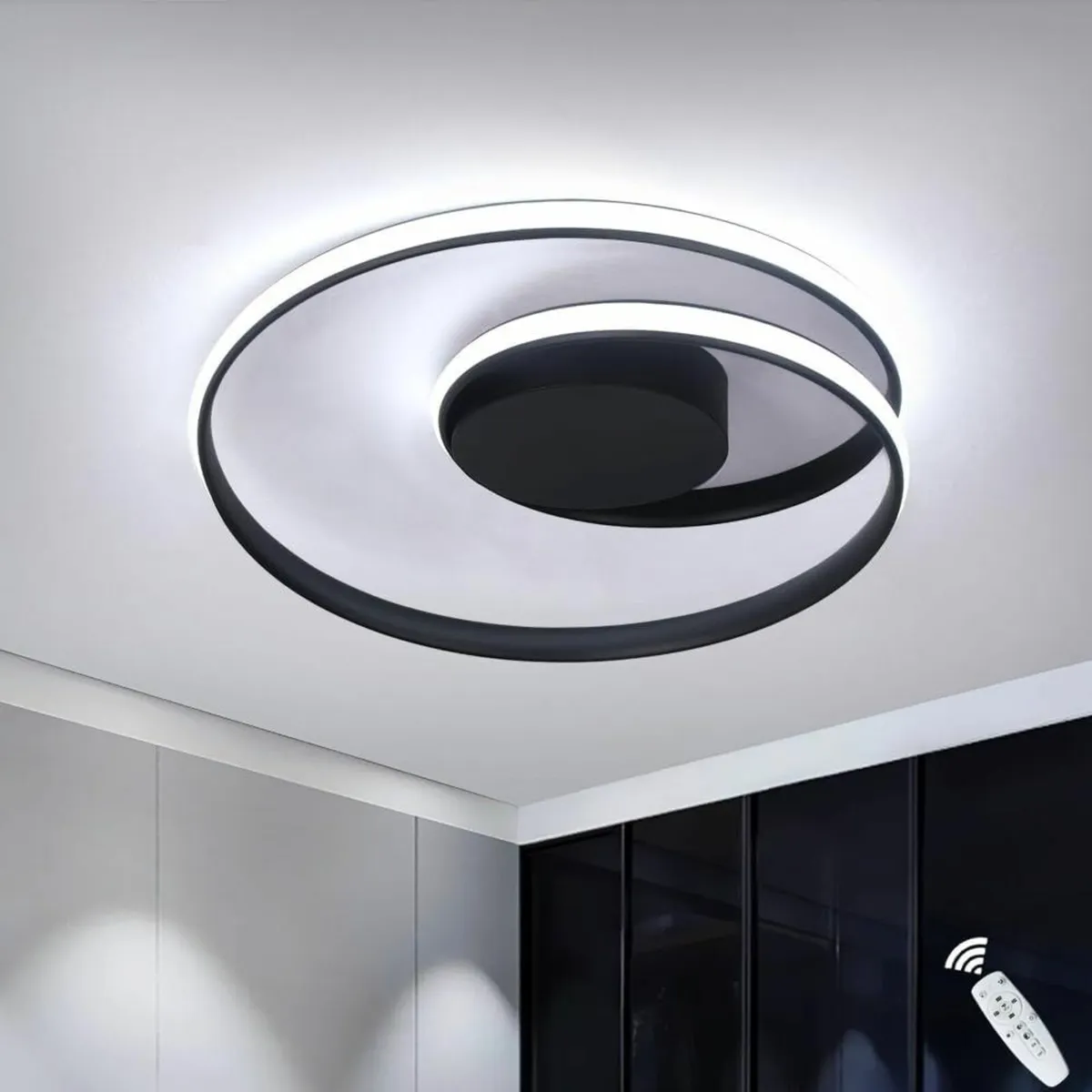 Flush Mount Ceiling Light Fixture with Remote - Image 1