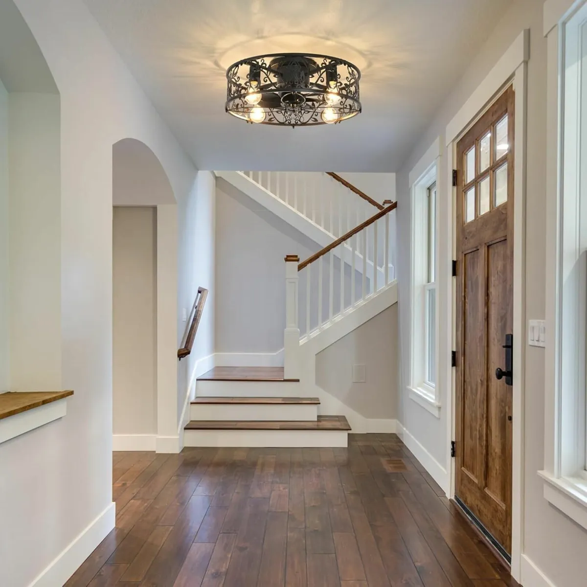 Caged Ceiling Fan with Lights Industrial Style - Image 2