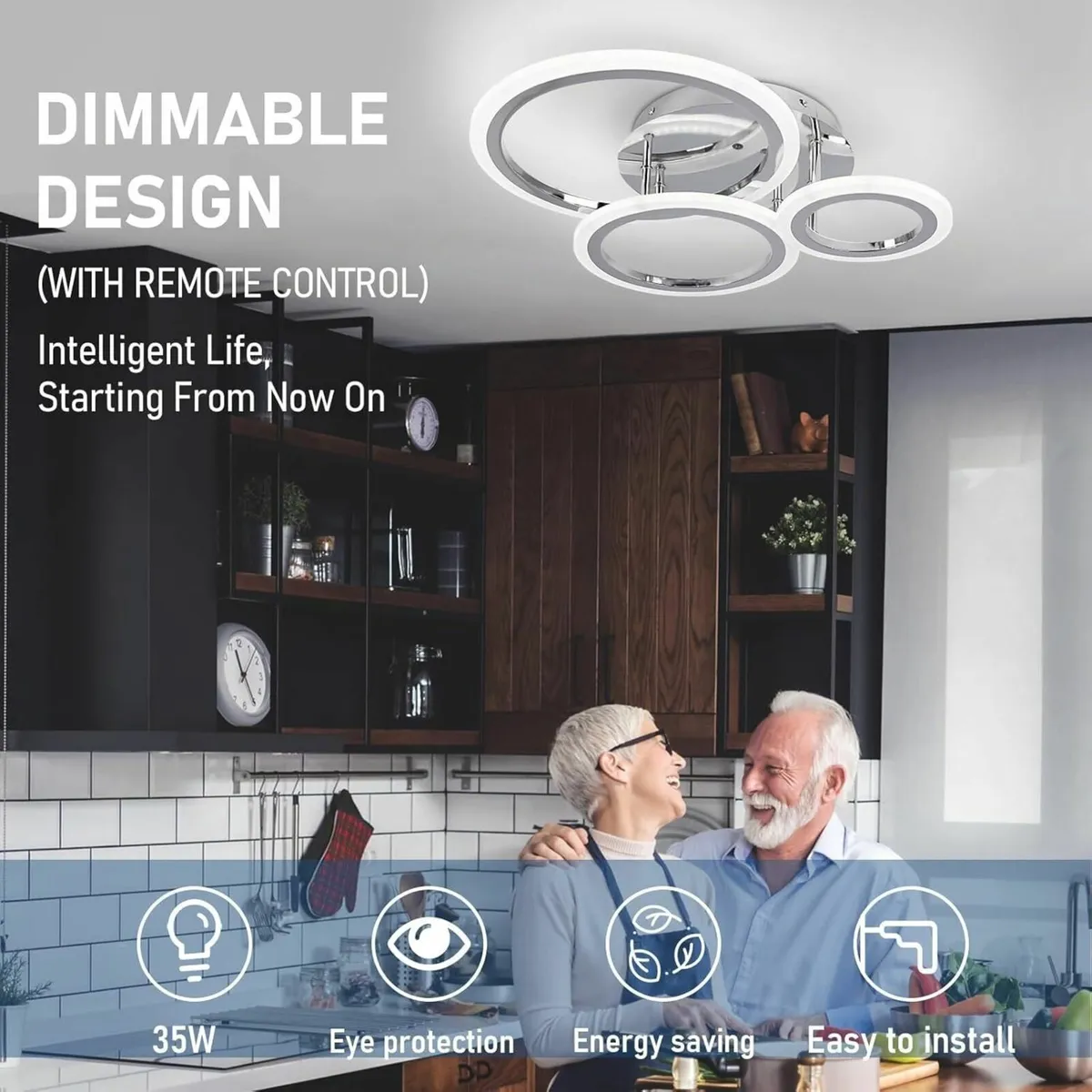 Modern Led Dimmable Ceiling Light 3 Circle Silver - Image 3