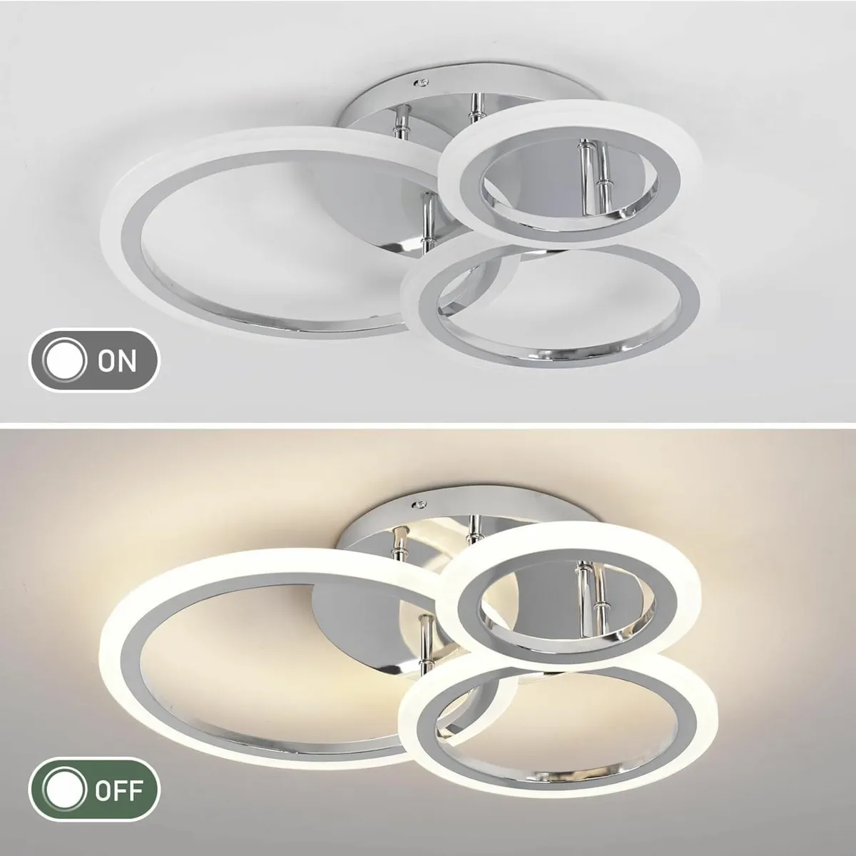 Modern Led Dimmable Ceiling Light 3 Circle Silver - Image 4