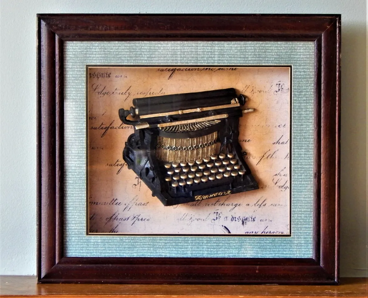 Handmade Shadow Box 3-D Diorama of Typewriter - Image 1