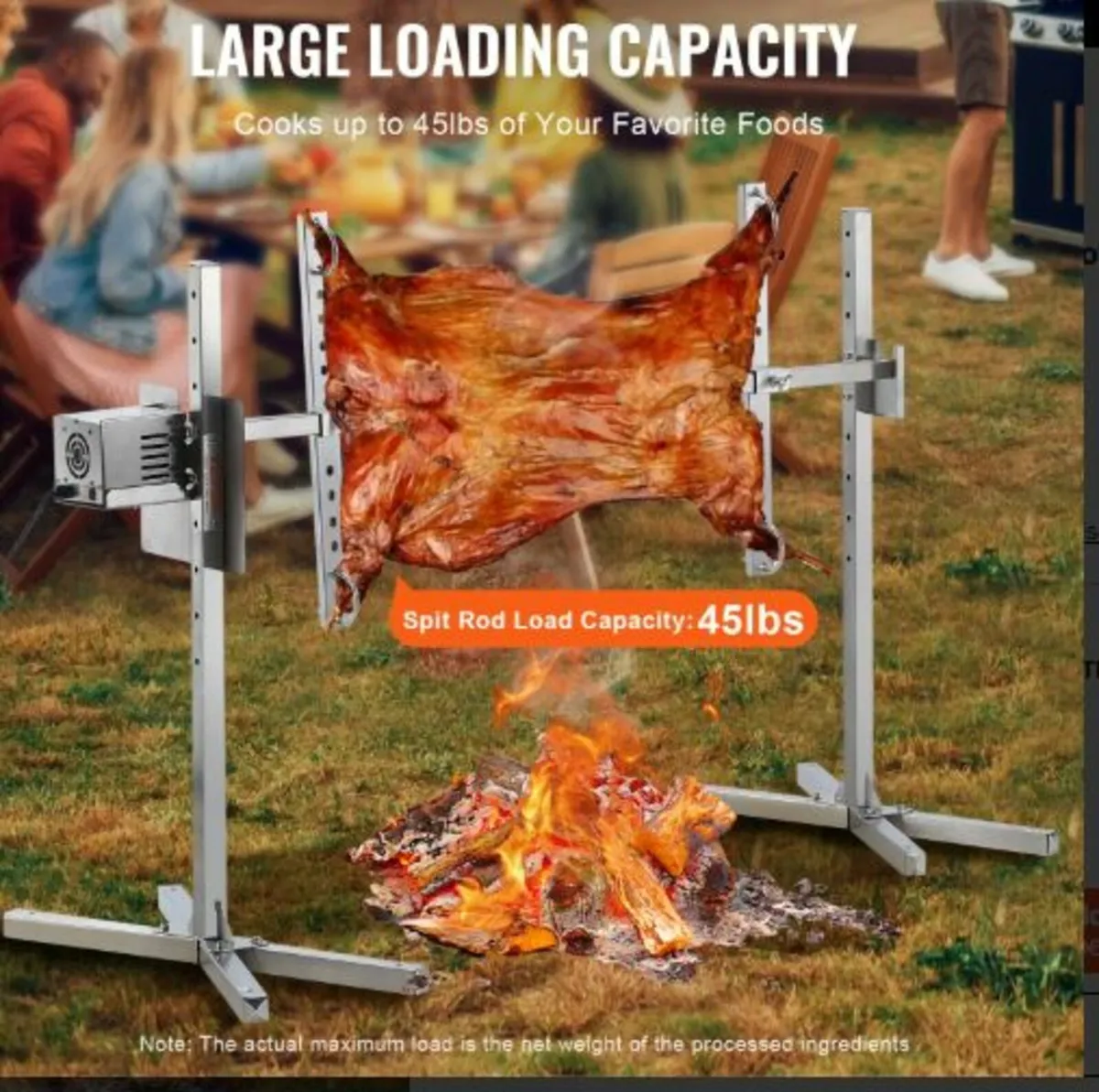 116.8 cm Electric BBQ Rotisserie Grill Kit Stain - Image 2