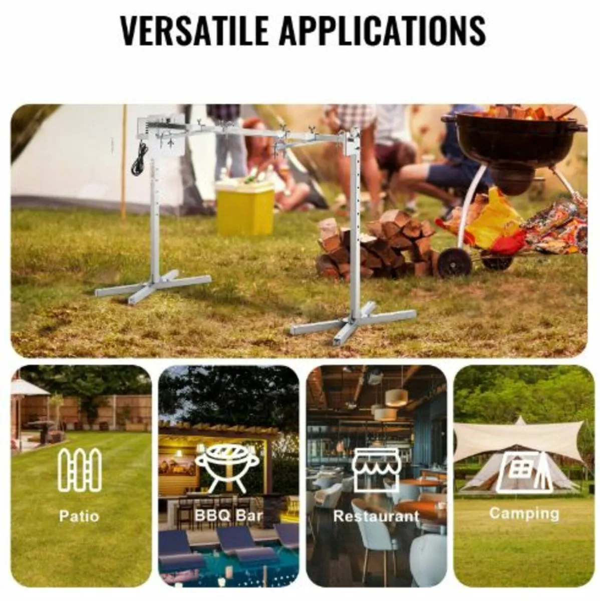 116.8 cm Electric BBQ Rotisserie Grill Kit Stain - Image 3