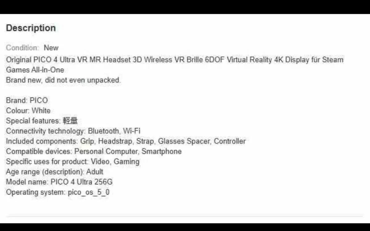 PICO 4 ultra  wifi 7 256GB - Image 4