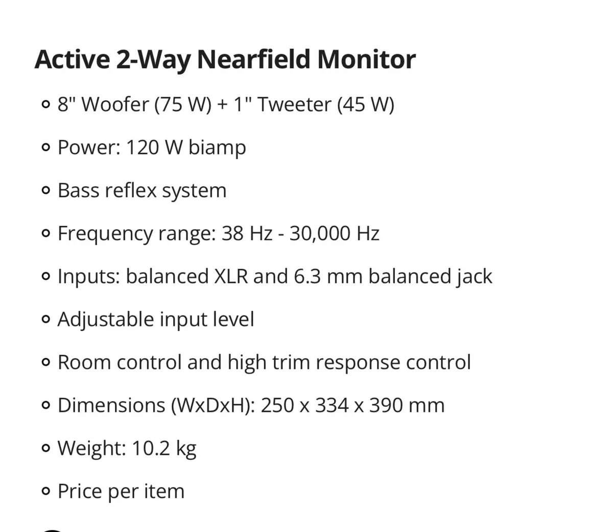Yamaha HS8 studio monitor - Image 2