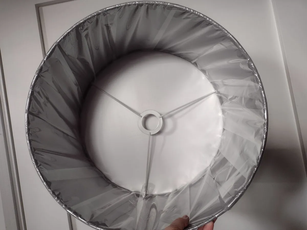 New large pale grey velvet lamp/ceiling shade - Image 3