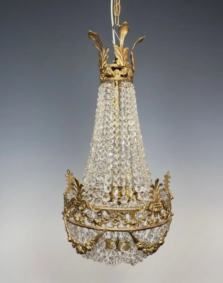 20th Century French Empire Style Brass Chandelier - Image 1