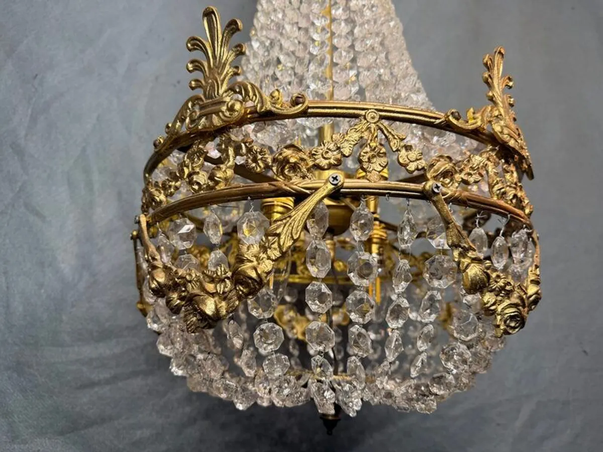 20th Century French Empire Style Brass Chandelier - Image 2