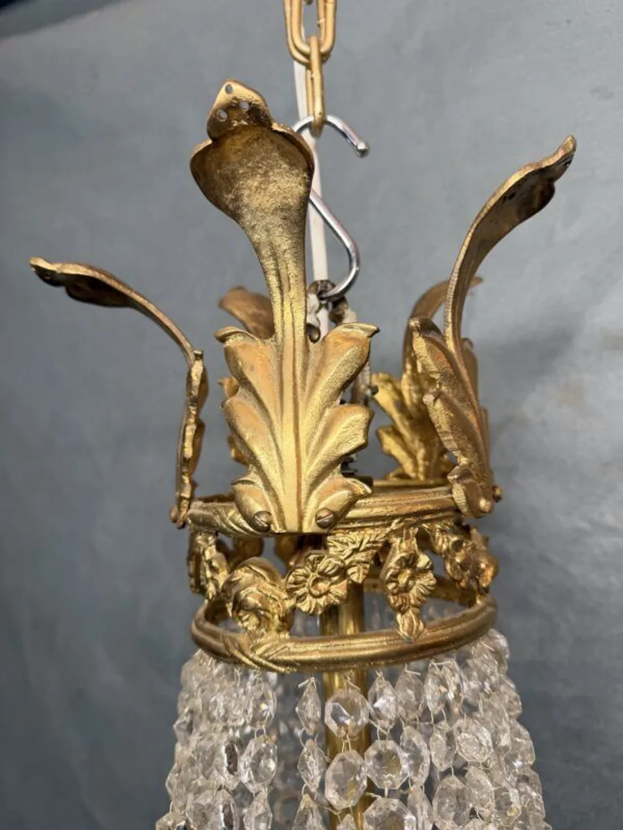 20th Century French Empire Style Brass Chandelier - Image 3