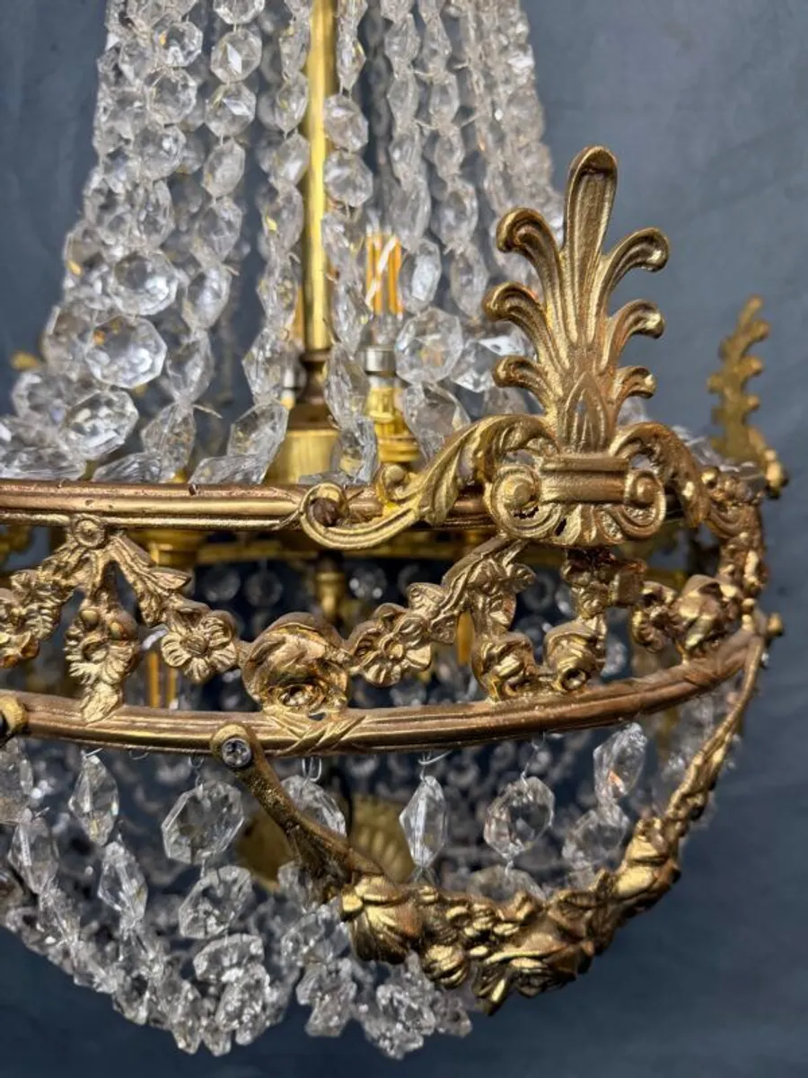 20th Century French Empire Style Brass Chandelier - Image 4