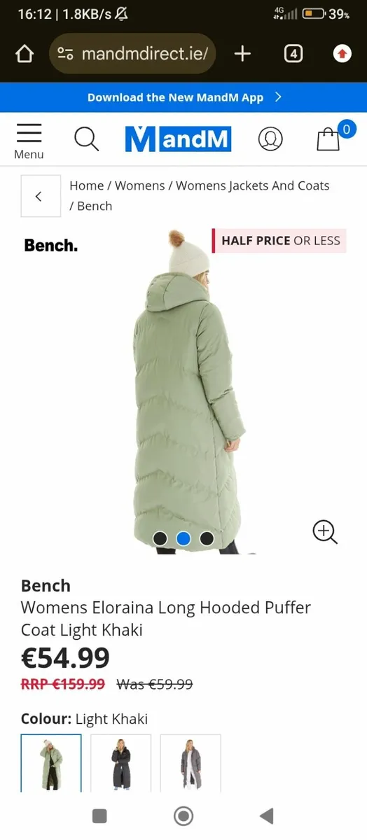 Bench calf length puffer jacket size 10 - Image 4