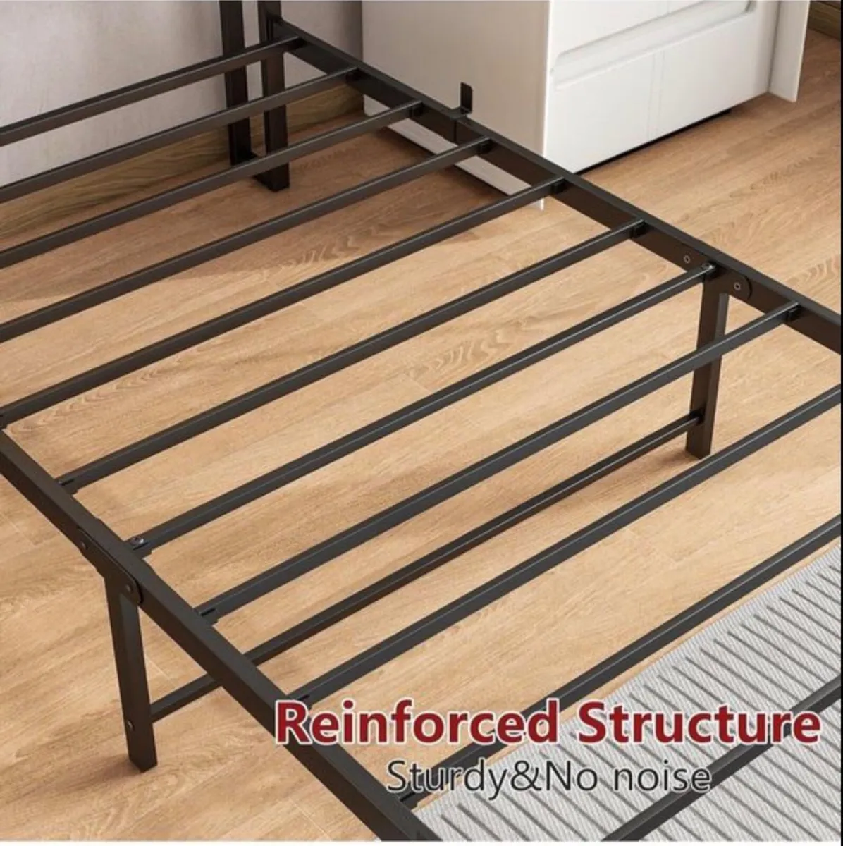 Single Bed Frame with Storage Shelf Headboard & - Image 3