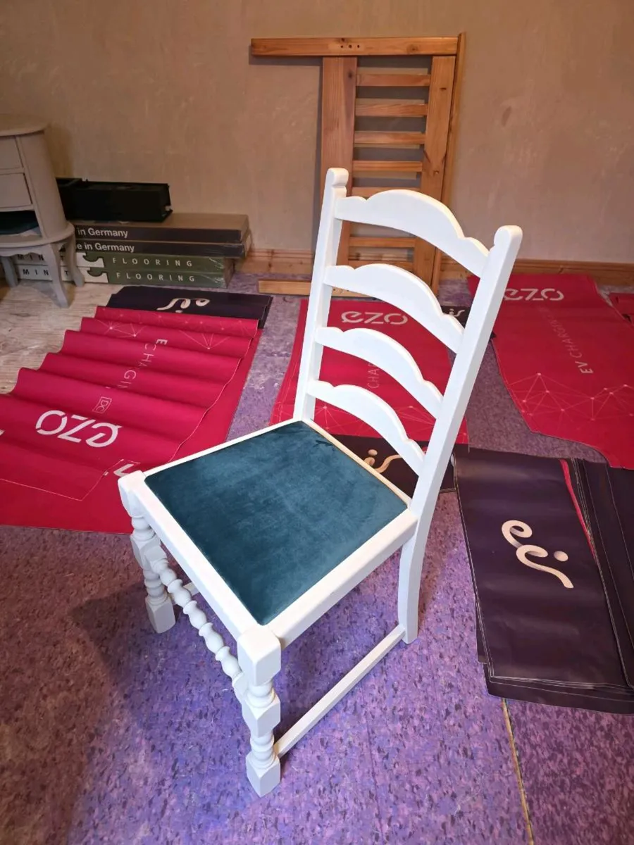 4 Wooden Chairs Hand-Painted and HandUpholstered - Image 3