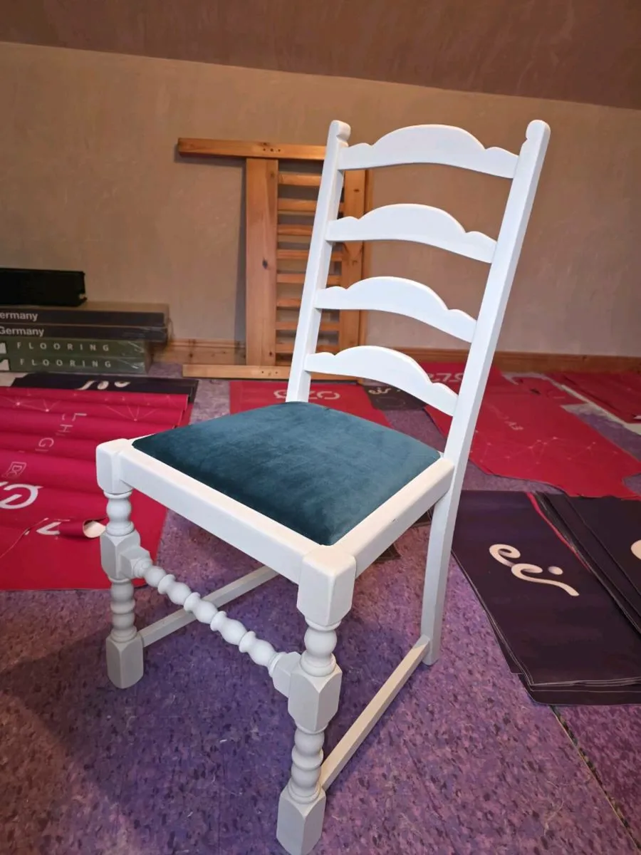 4 Wooden Chairs Hand-Painted and HandUpholstered - Image 2