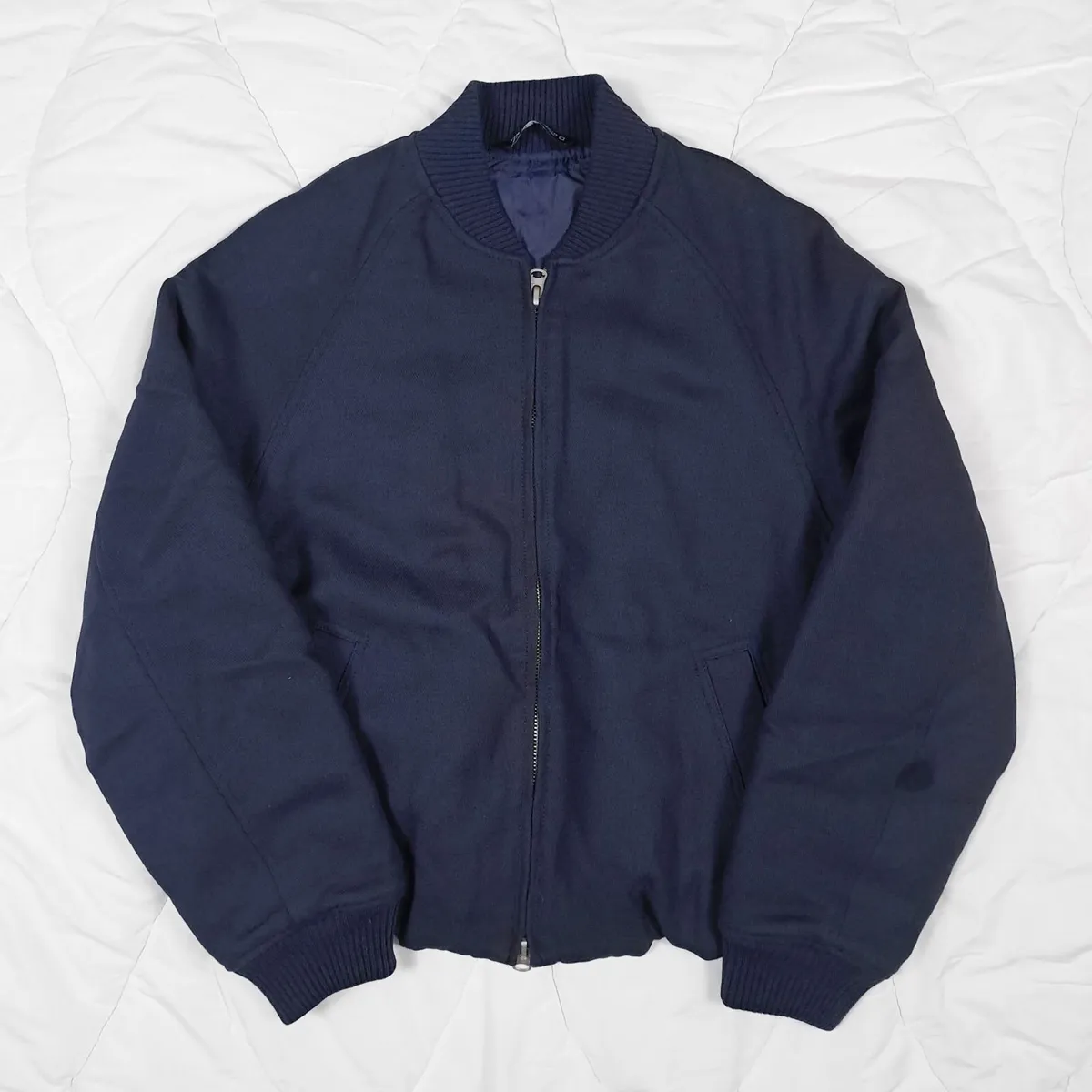 Zara Navy Blue Bomber Jacket Mens Padded Lined M - Image 1
