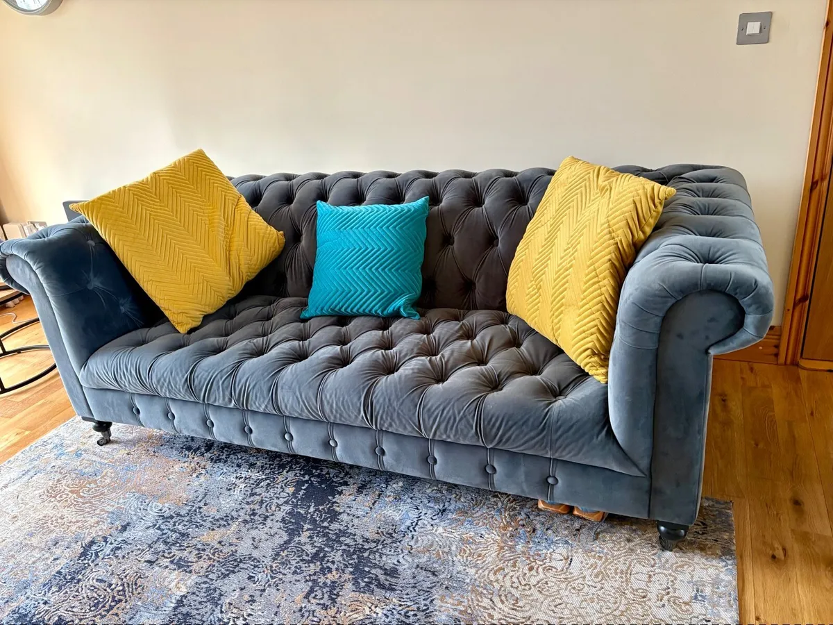 Deep Teal Chesterfield Sofa ( Fabric ) - Image 3