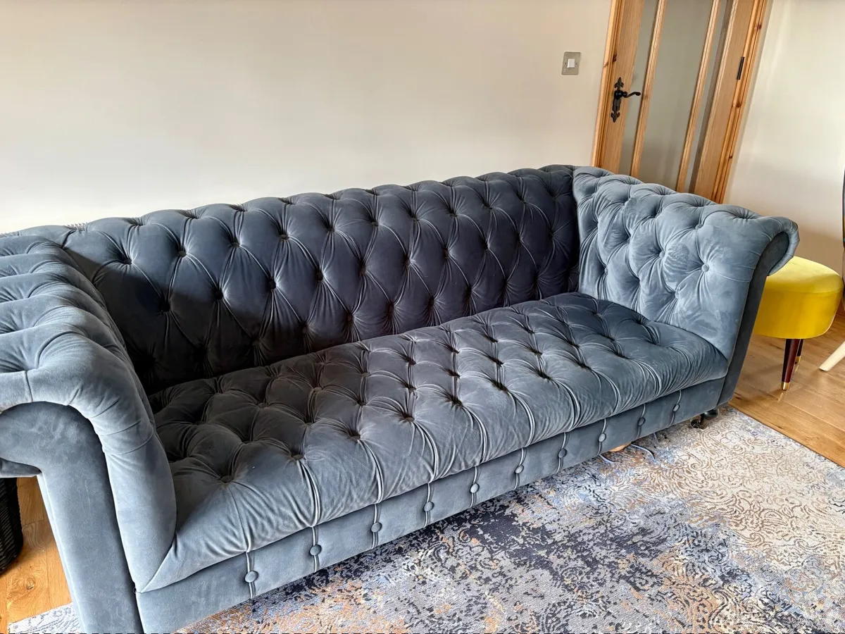 Deep Teal Chesterfield Sofa ( Fabric ) - Image 1