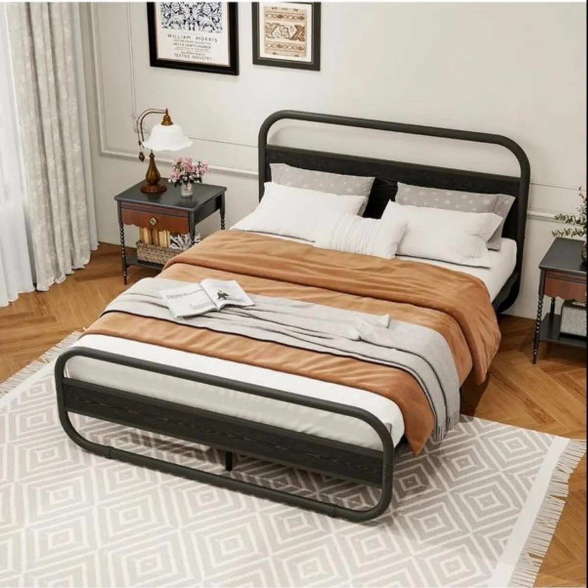 King Size Bed Frame Metal Platform Bed Frame with - Image 2
