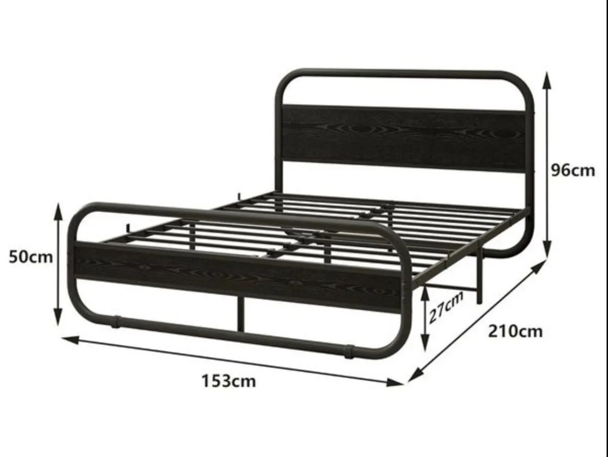 King Size Bed Frame Metal Platform Bed Frame with - Image 3