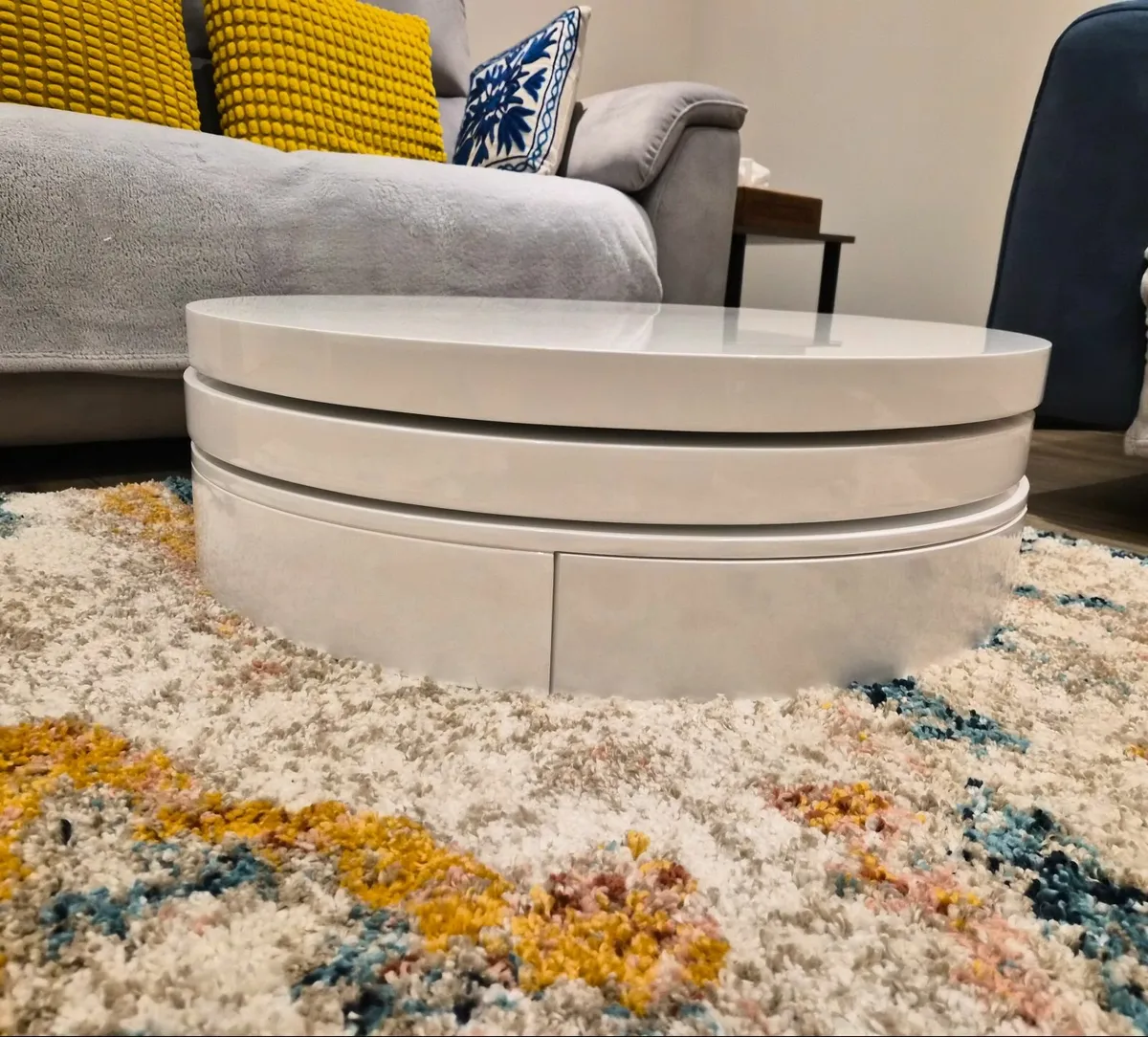 Gloss White 360 Rotational Coffee Table for Living - Image 1
