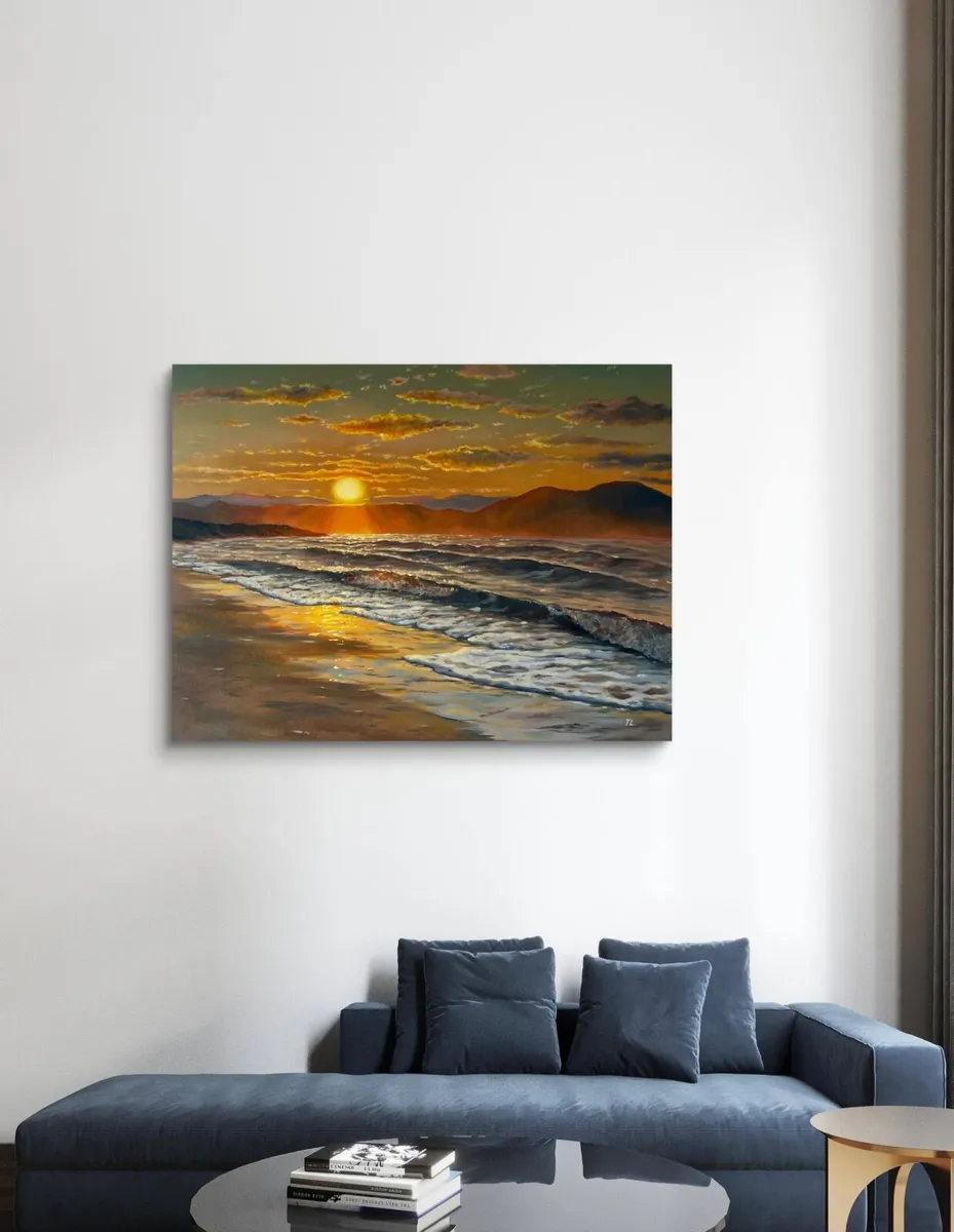 ORIGINAL OIL PAINTING, SEASCAPE LARGE Wall Art sea - Image 2