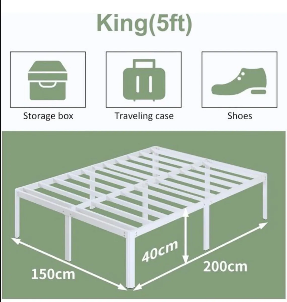 King Size Bed Frame with Rounded Corner Legs - Image 1
