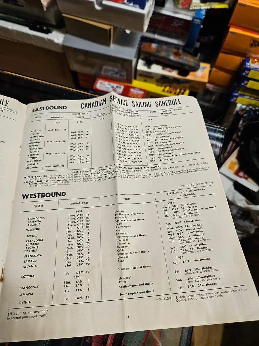 Vintage Cunard Lines Sailings two and from Europe - Image 3