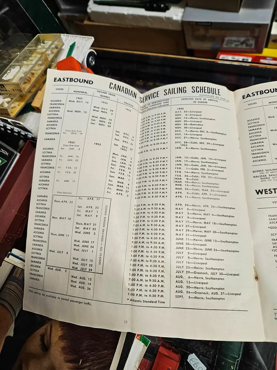 Vintage Cunard Lines Sailings two and from Europe - Image 4