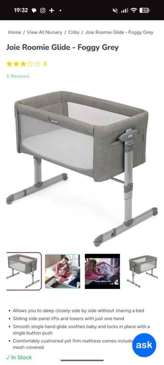 Baby bedside - Joie Roomie Glide - bedside - Image 1