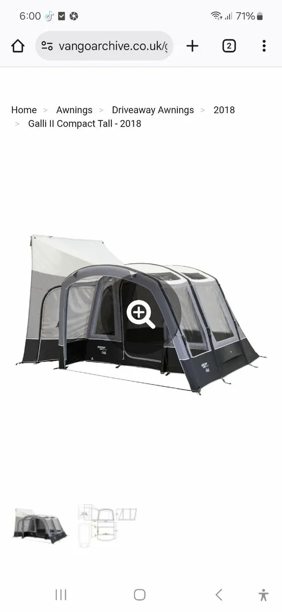 vango galli 2 flatable awning, compact drive away - Image 1