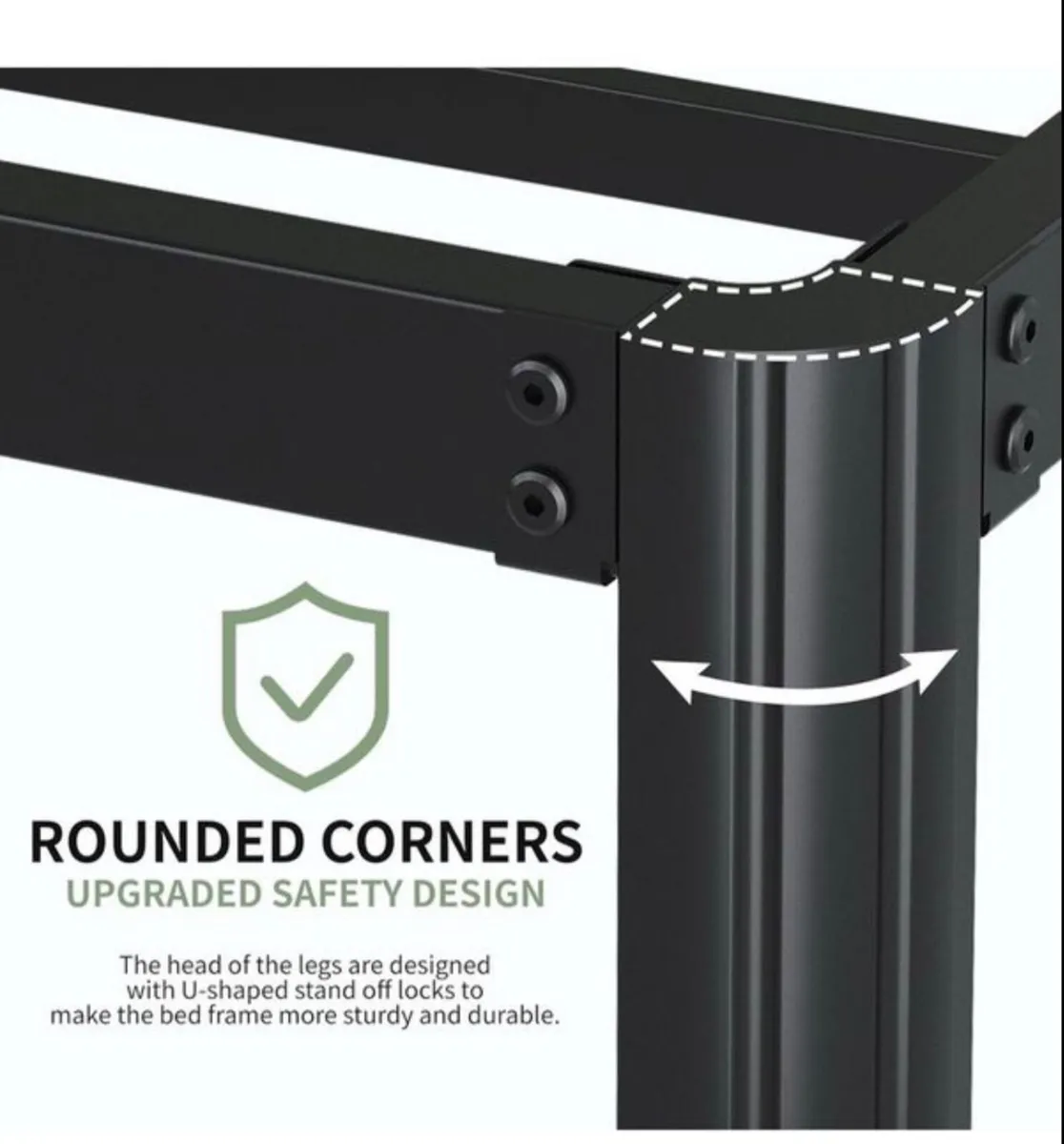 High King Size Bed Frame 5ft With Rounded Corner L - Image 4