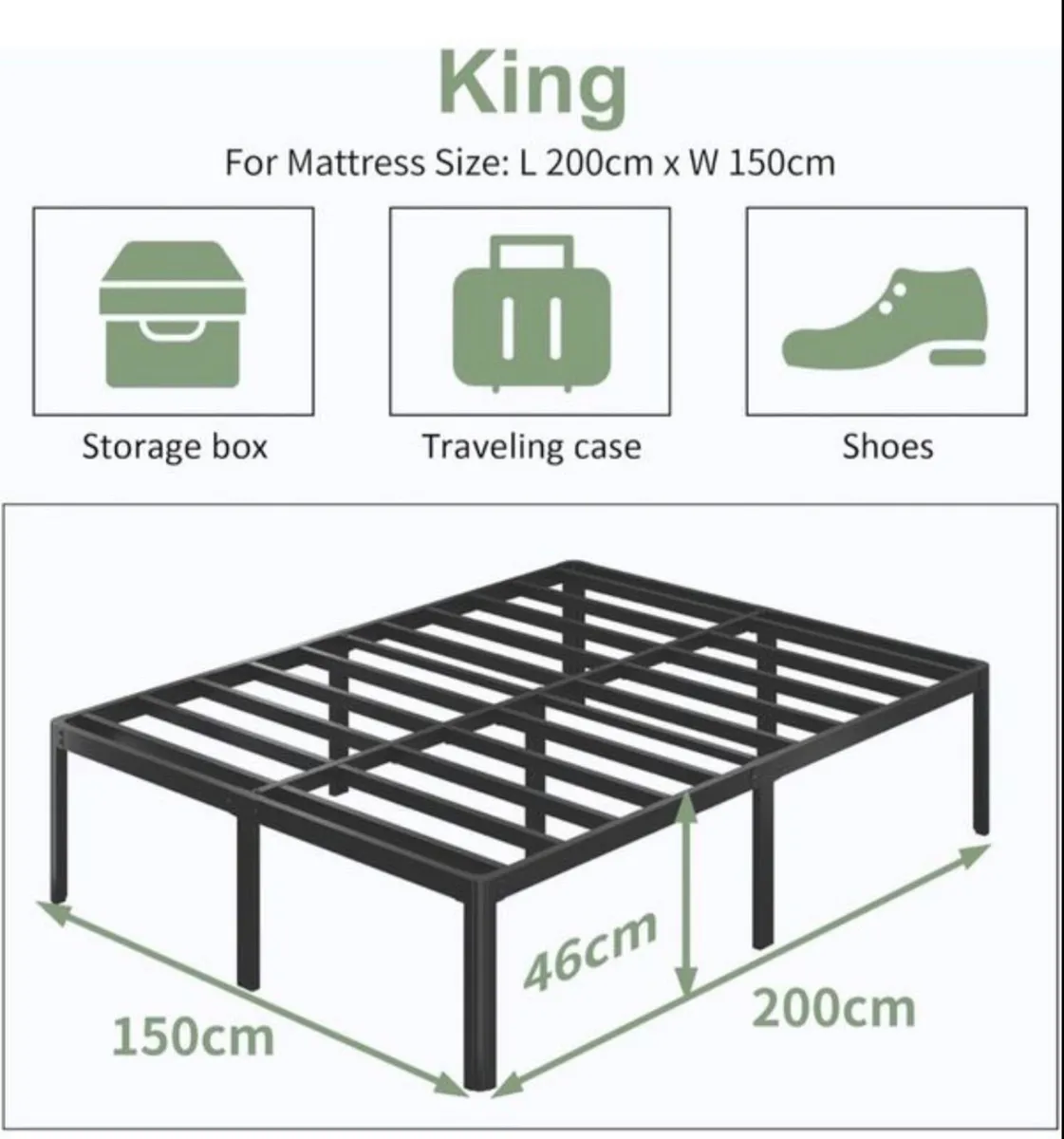 High King Size Bed Frame 5ft With Rounded Corner L - Image 1