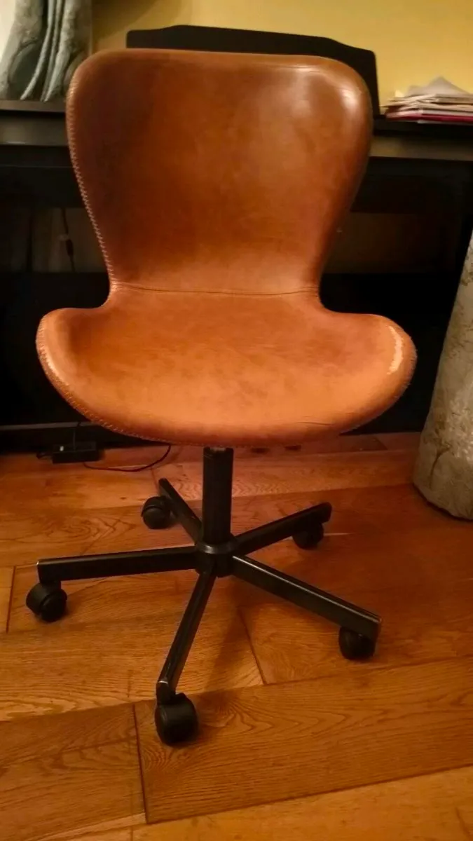 Brown Leather Office Chair - Image 2