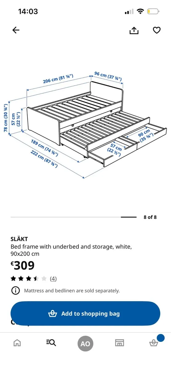 IKEA Slakt bed with trundle bed and storage - Image 4