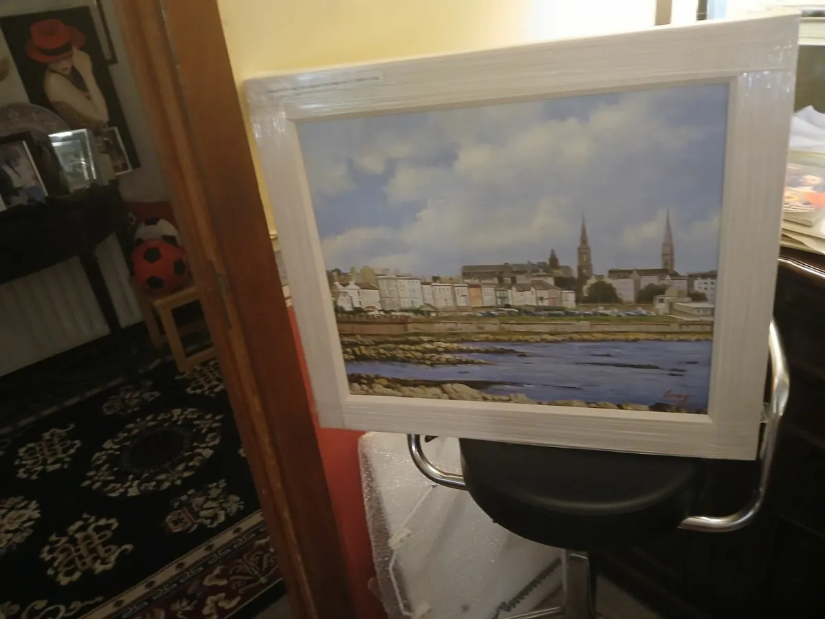 Original oil painting  dun laoghlire from sandycov - Image 4